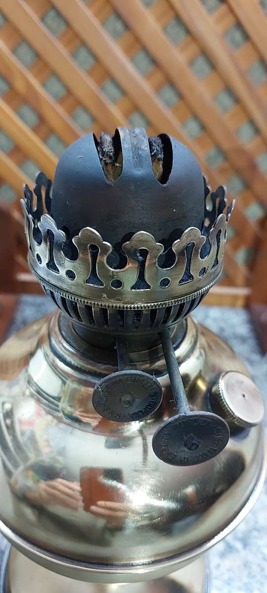 Early 20th Century Duplex Oil Lamp with Glass Shade