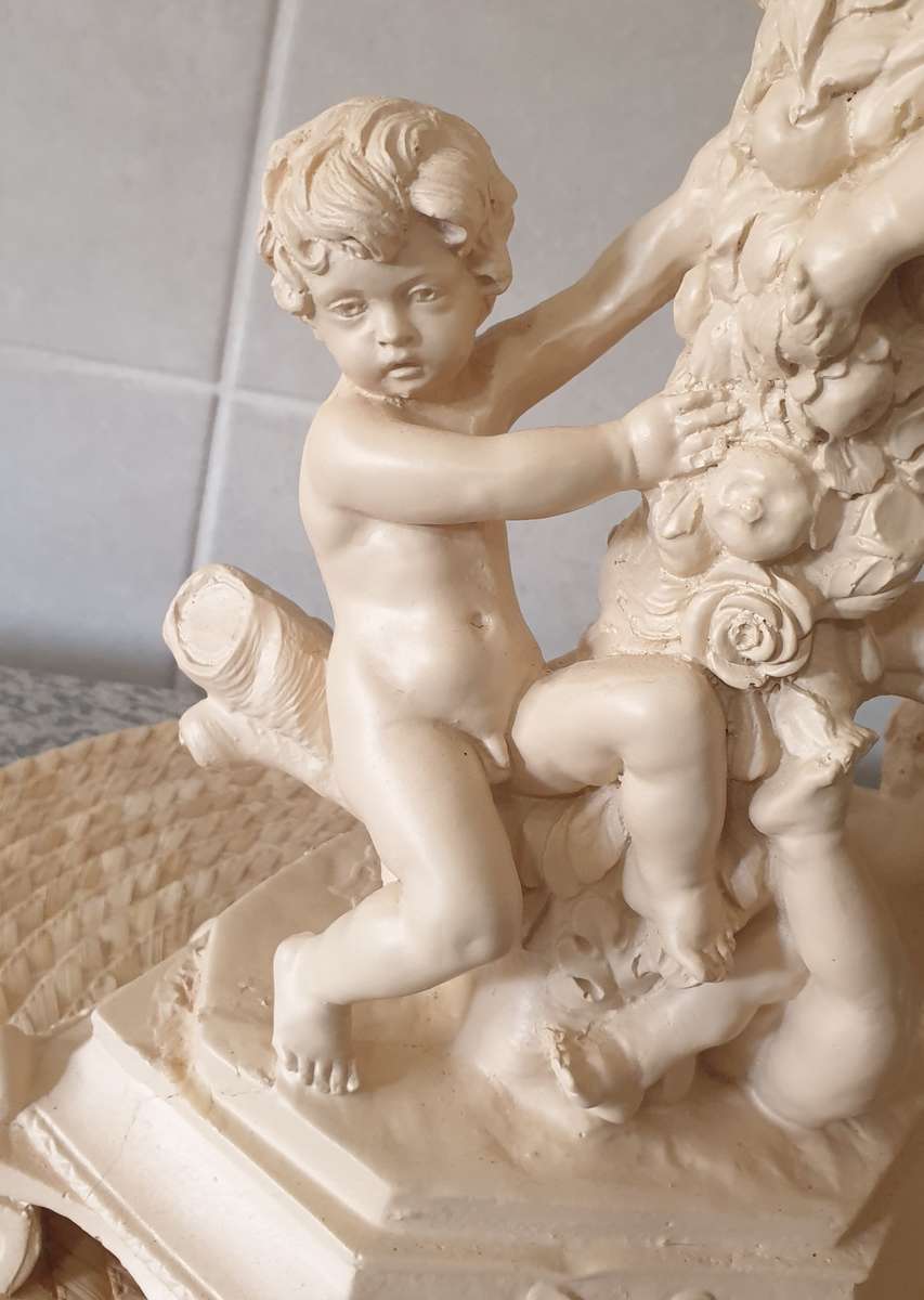 Vintage 3 Cherub Angel Shabby Cottage Lamp
