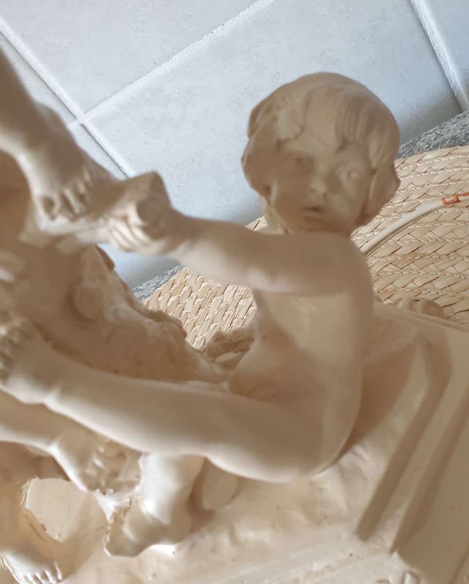 Vintage 3 Cherub Angel Shabby Cottage Lamp