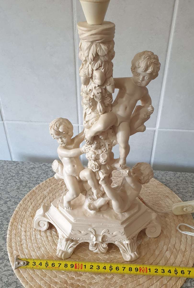 Vintage 3 Cherub Angel Shabby Cottage Lamp