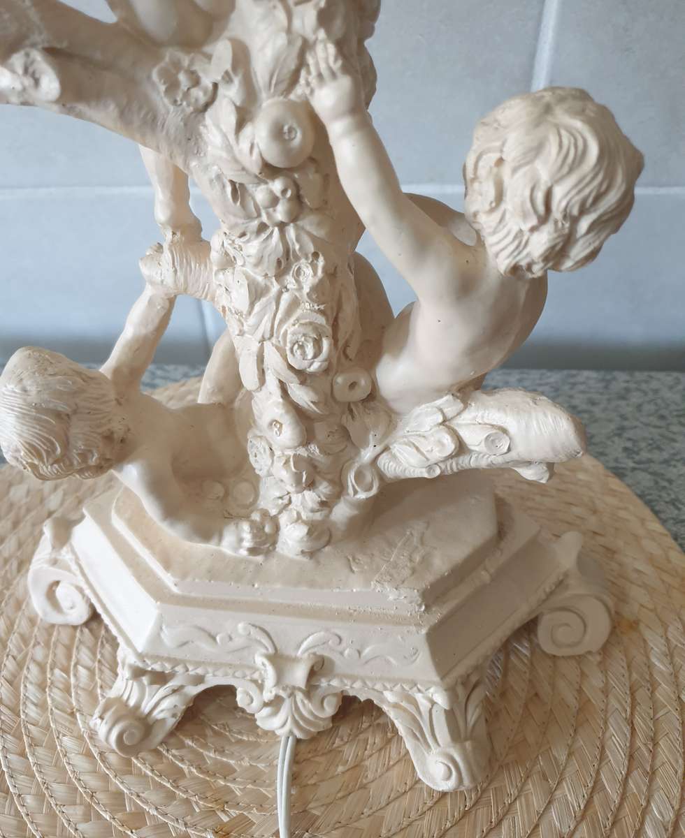 Vintage 3 Cherub Angel Shabby Cottage Lamp