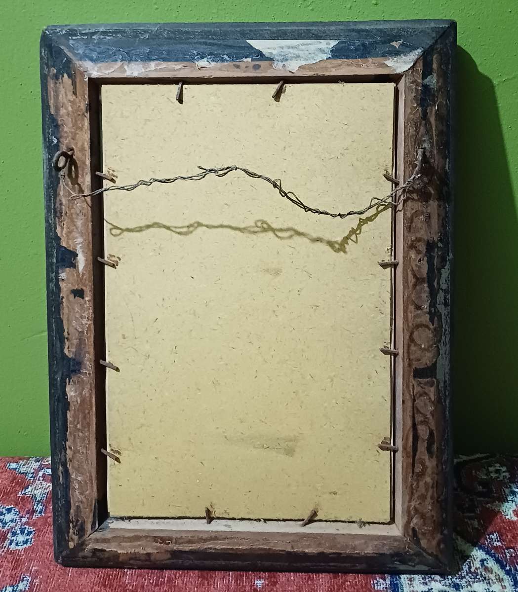 Antique 1917 R.W.D. Watercolor Painting  Roses in Vase  Vintage Wooden Frame with Glass