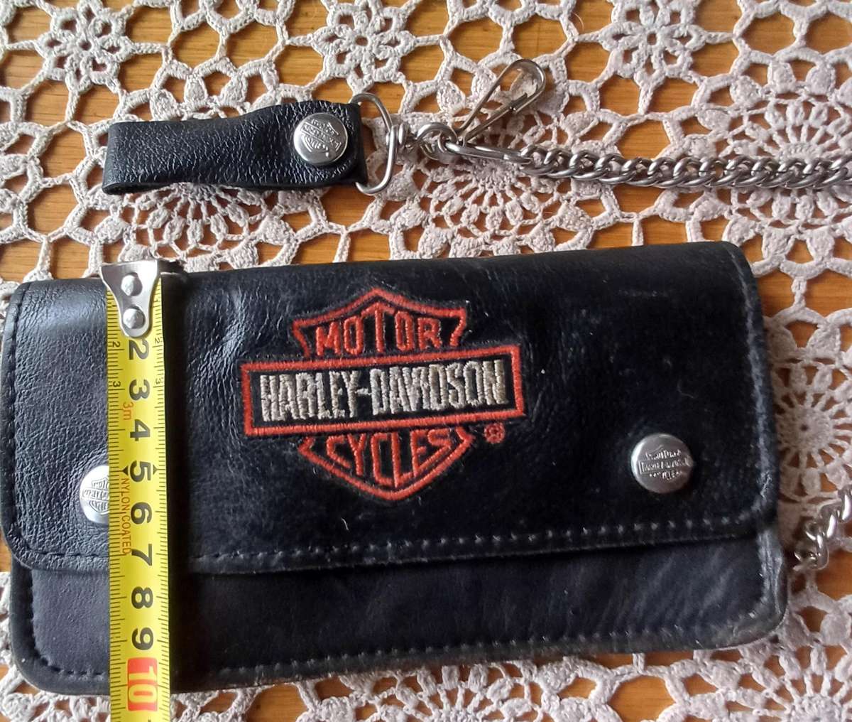 Harley-Davidson Men's Vintage Leather Biker Wallet with Chain & Clip
