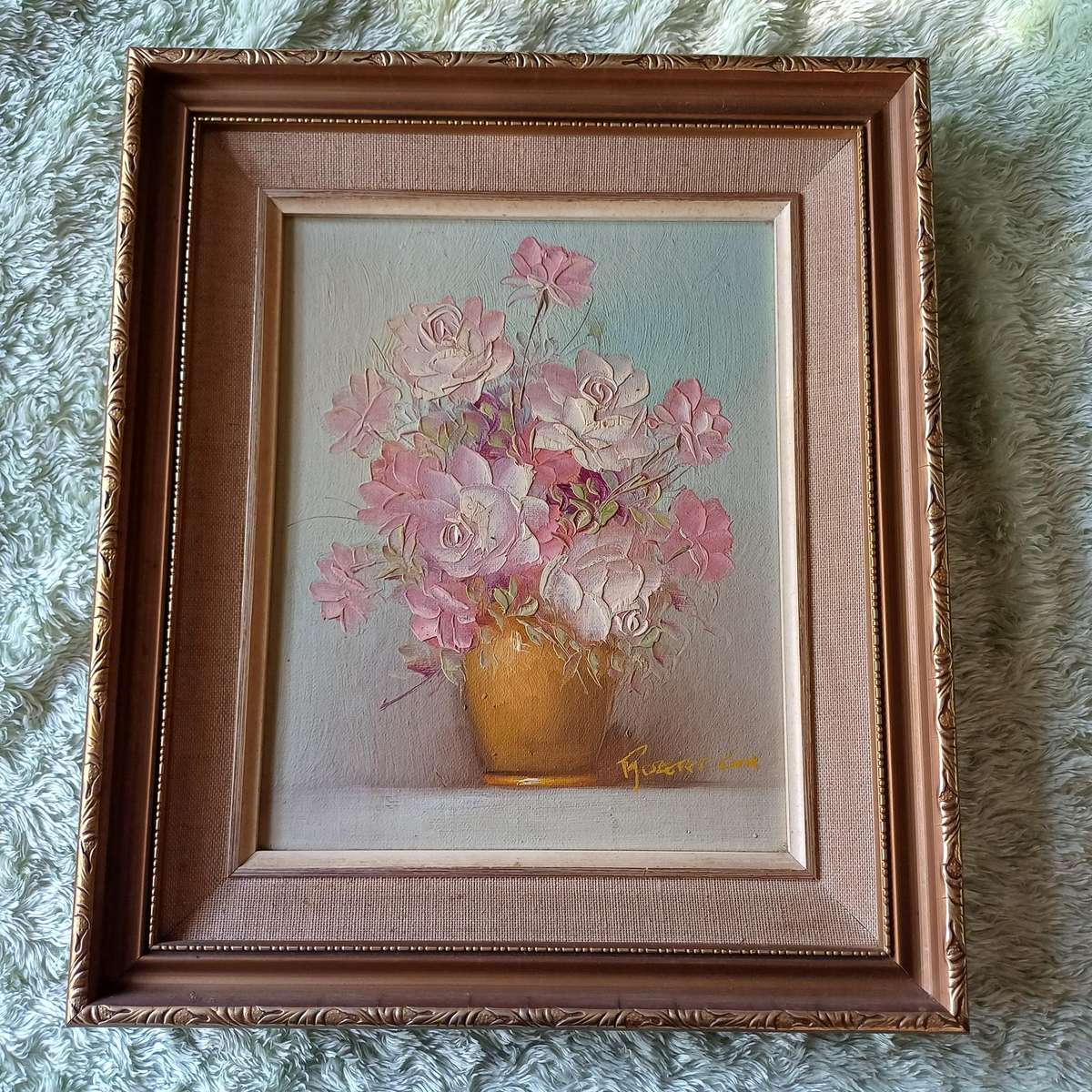 Signed Robert Cox Oil On Board Floral Still Life Painting