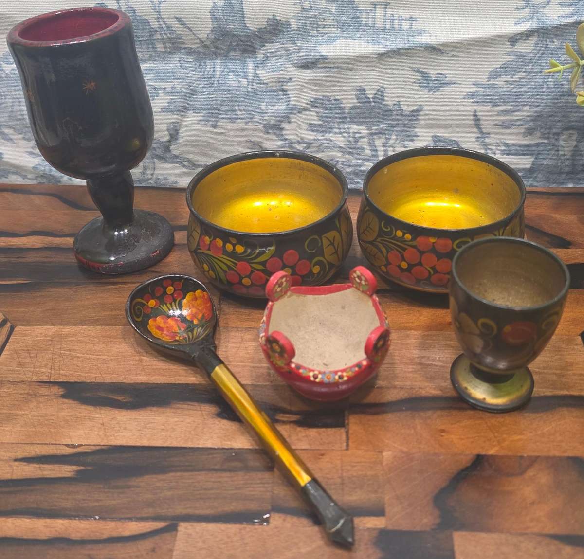 Vintage Khokhloma ORNAMENTS  Made in the USSR