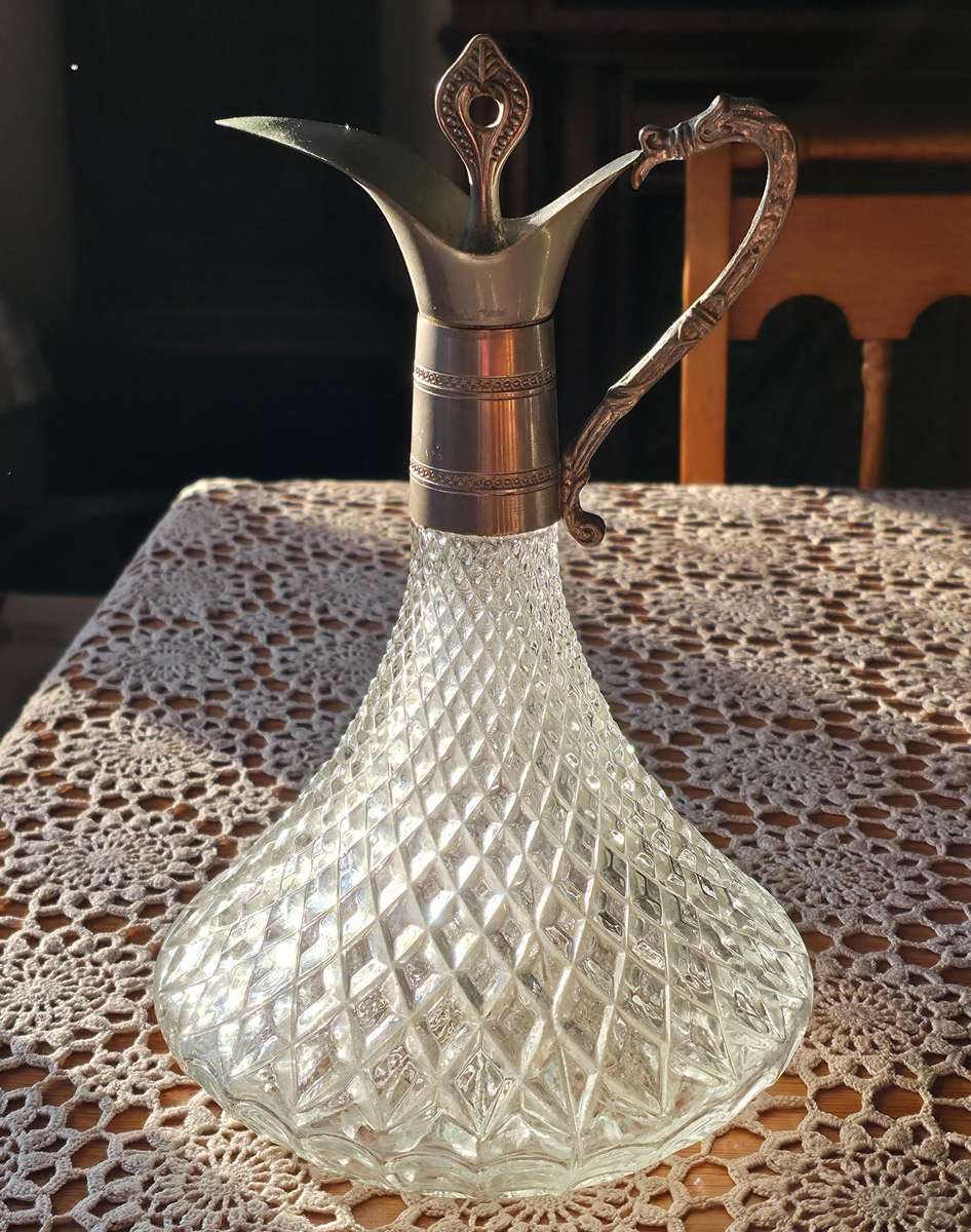 Vintage Glass and Silver plated Carafe Decanter