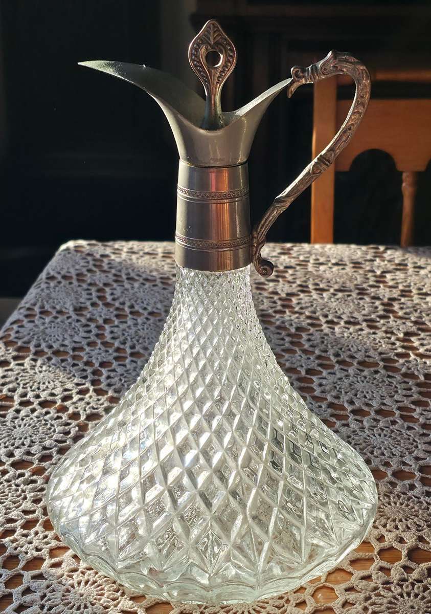 Vintage Glass and Silver plated Carafe Decanter