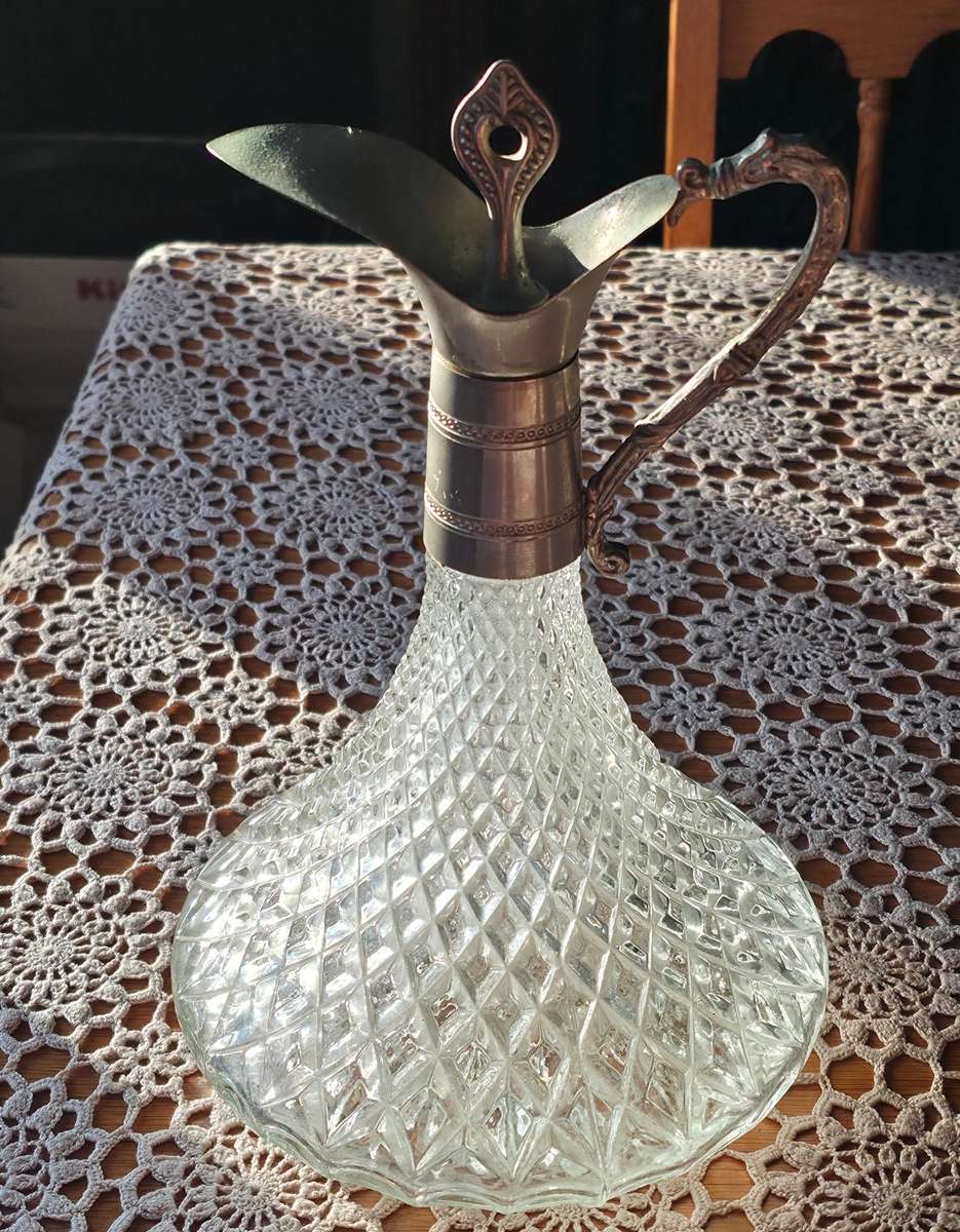 Vintage Glass and Silver plated Carafe Decanter