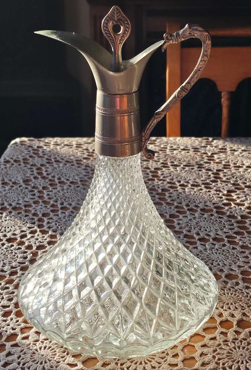 Vintage Glass and Silver plated Carafe Decanter