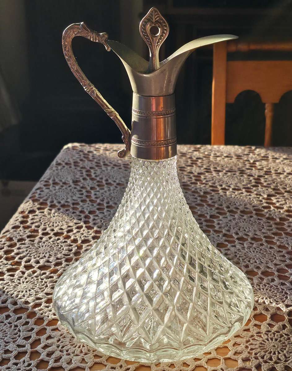 Vintage Glass and Silver plated Carafe Decanter