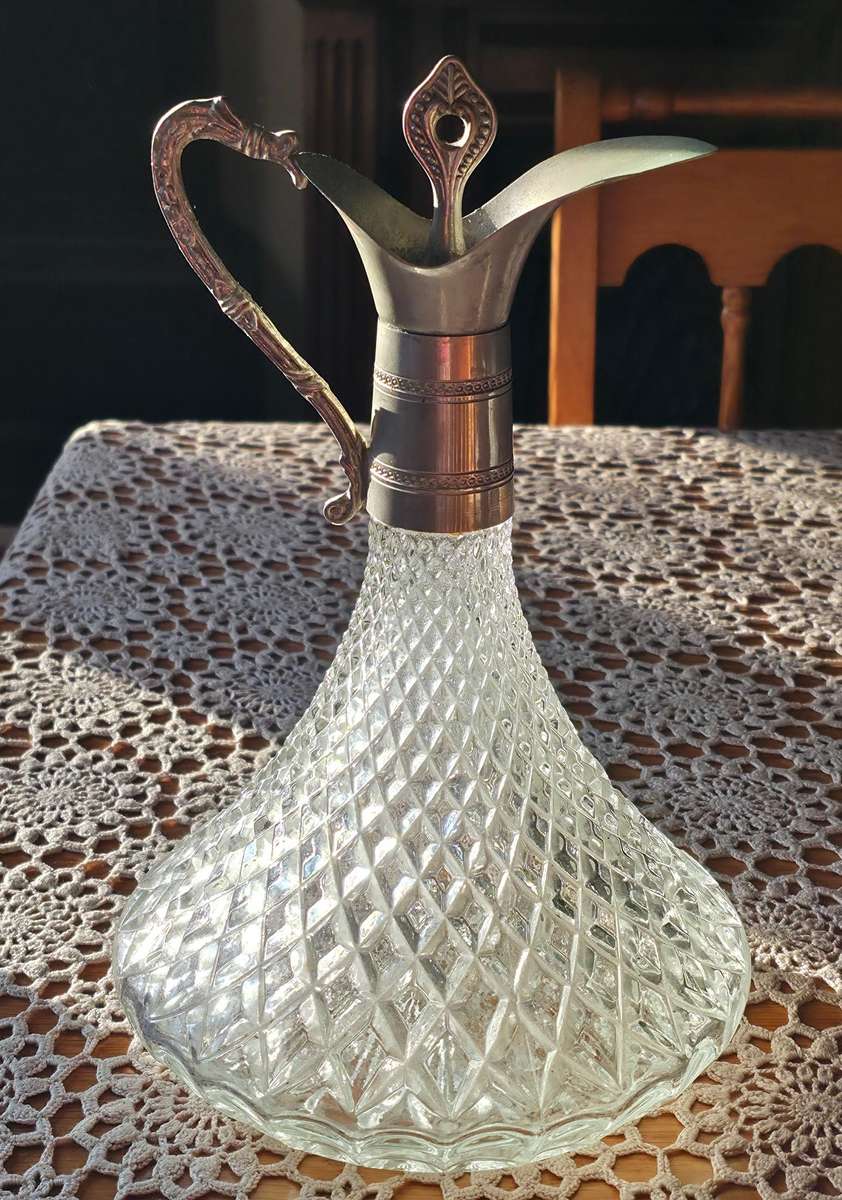 Vintage Glass and Silver plated Carafe Decanter