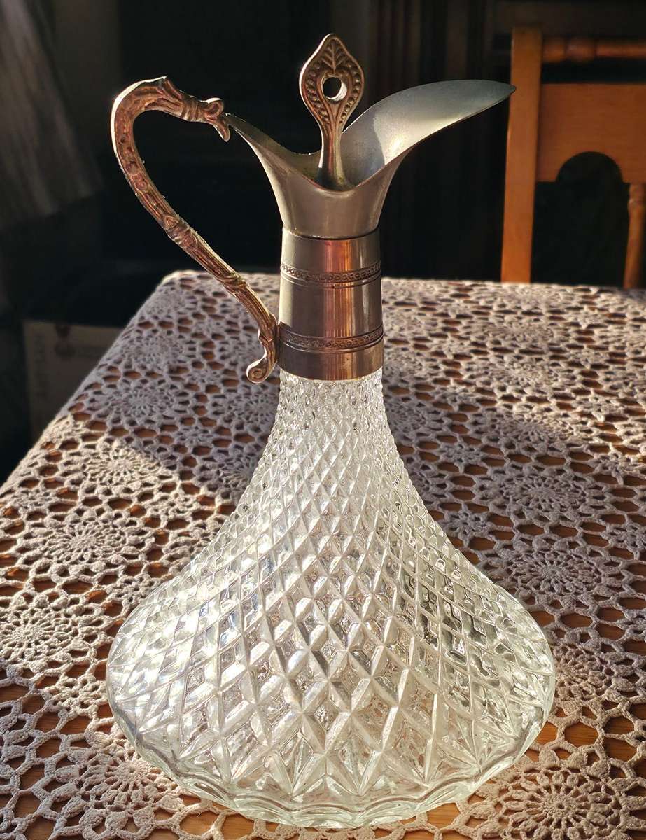 Vintage Glass and Silver plated Carafe Decanter