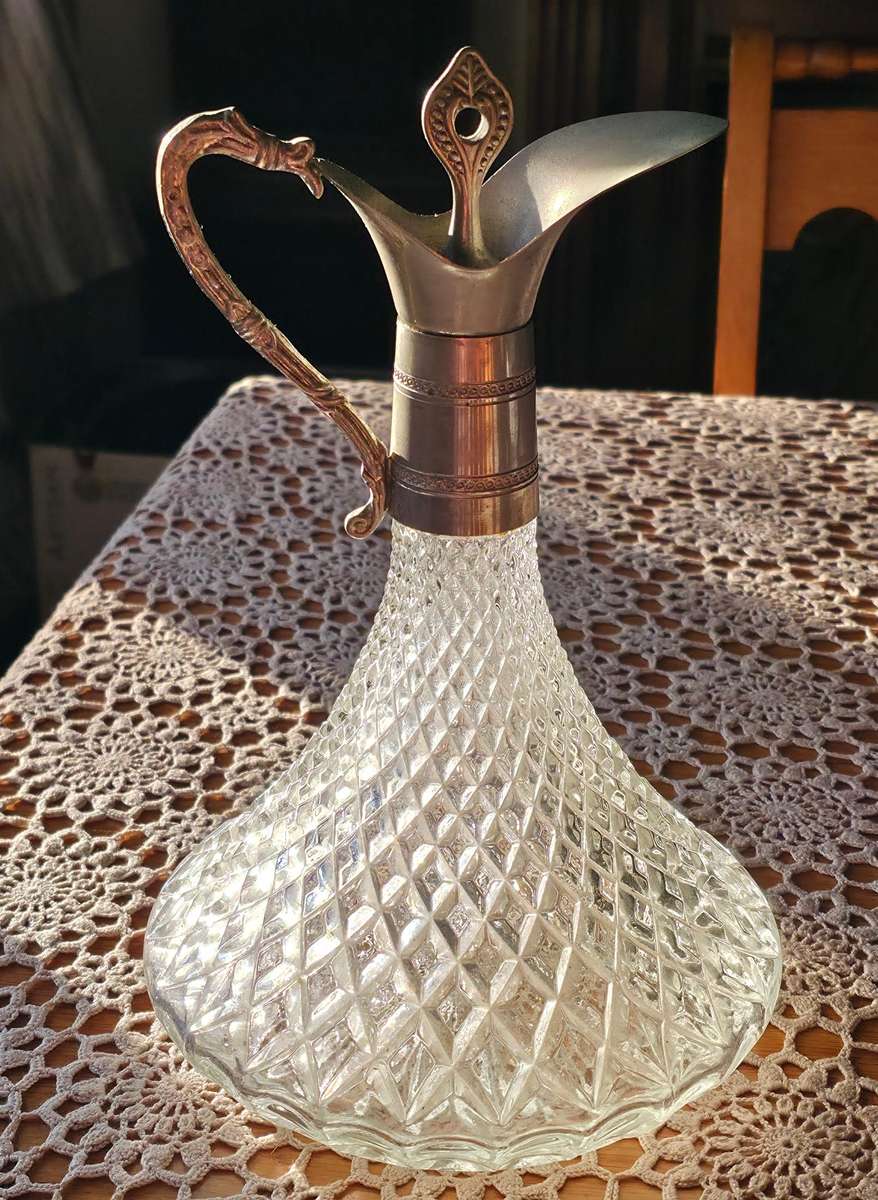 Vintage Glass and Silver plated Carafe Decanter