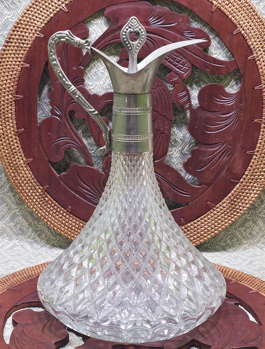 Vintage Glass and Silver plated Carafe Decanter
