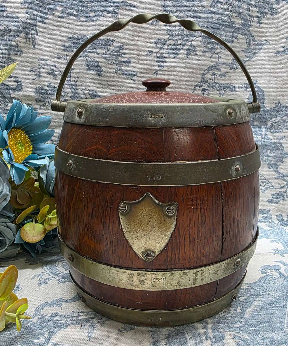 Vintage | Oak Biscuit Barrel | EPNS | Needs a Good Clean