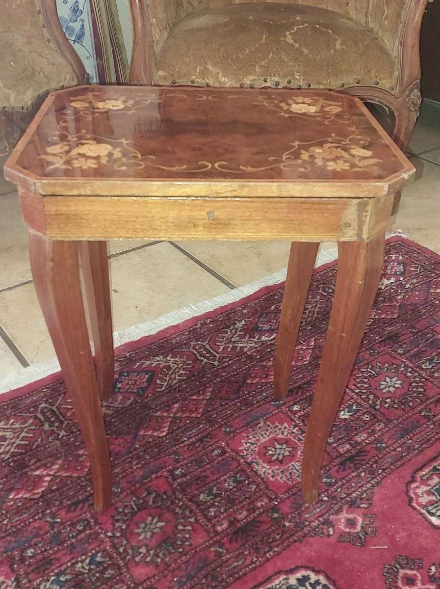 Vintage Italian Marquetry musical storage table