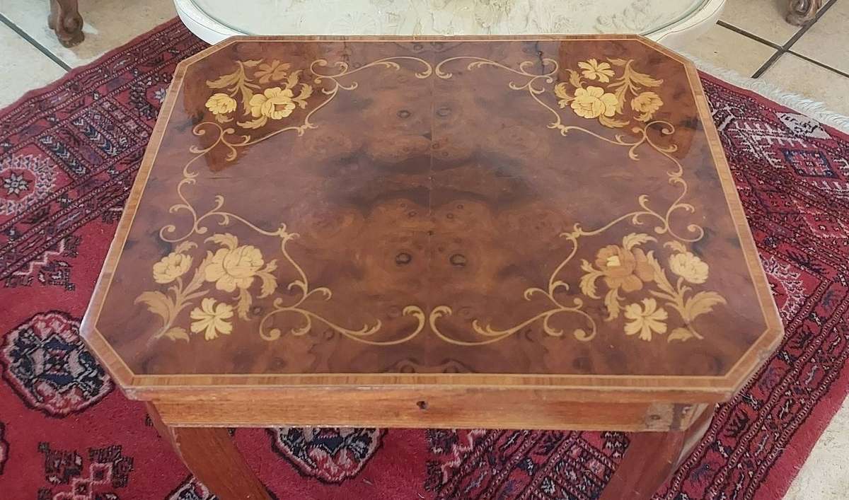Vintage Italian Marquetry musical storage table