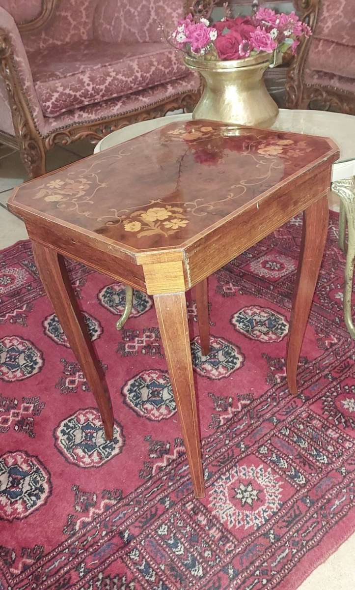 Vintage Italian Marquetry musical storage table