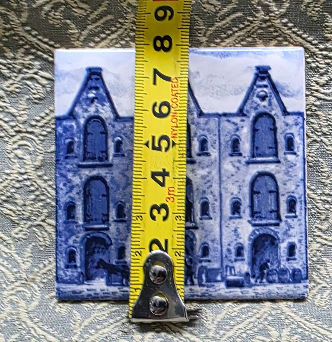 Share KLM Royal Dutch Airlines Business Class Blue White Ceramic Tile Vintage Item