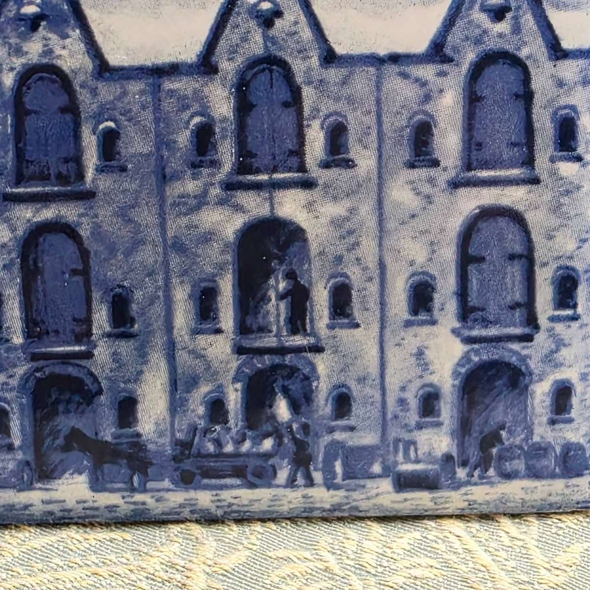 Share KLM Royal Dutch Airlines Business Class Blue White Ceramic Tile Vintage Item