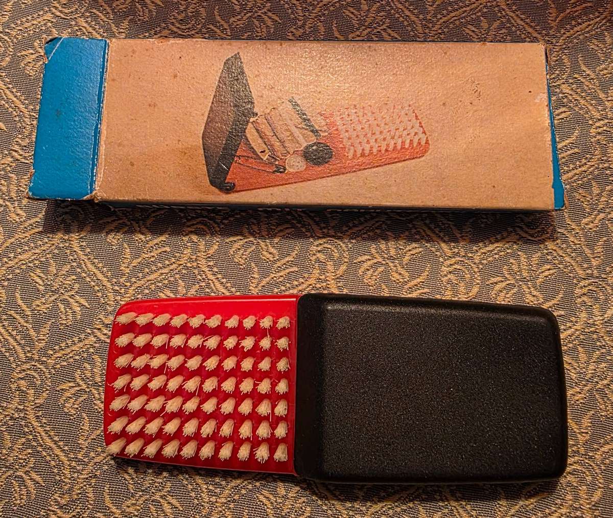 Brush with sewing supplies, retro