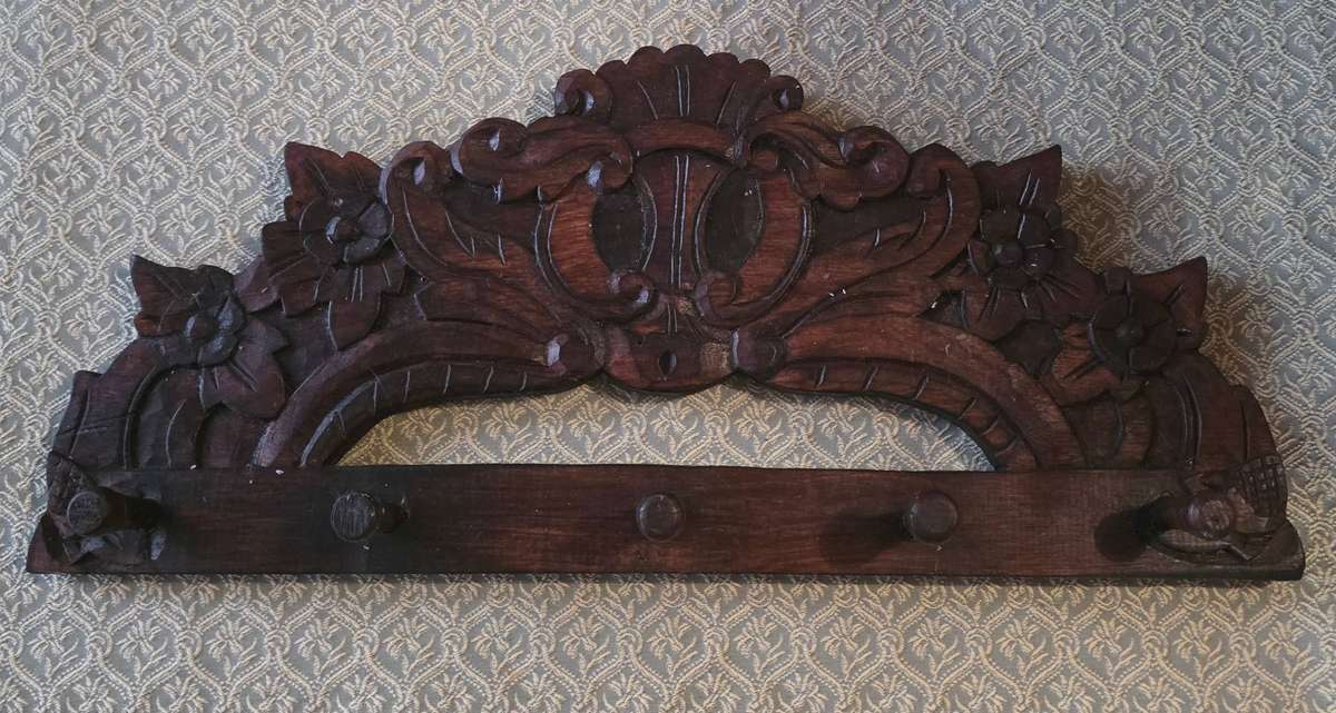 Hand carved ornate wooden Coat rack | 24 X 54 CM |