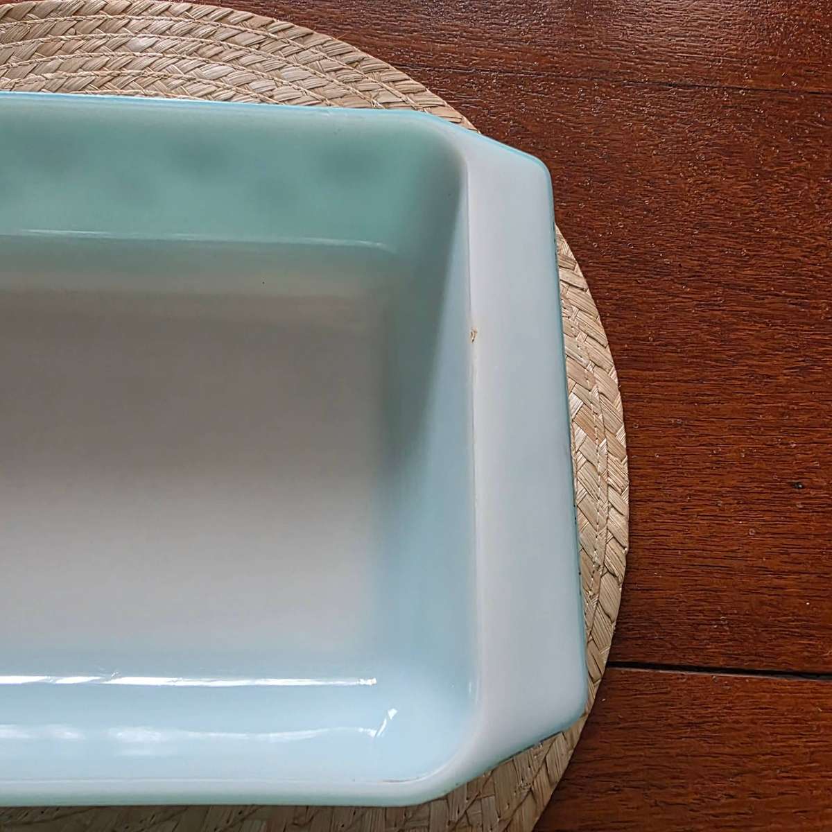 Pyrex Vintage Turquoise Snowflake Casserole Dish