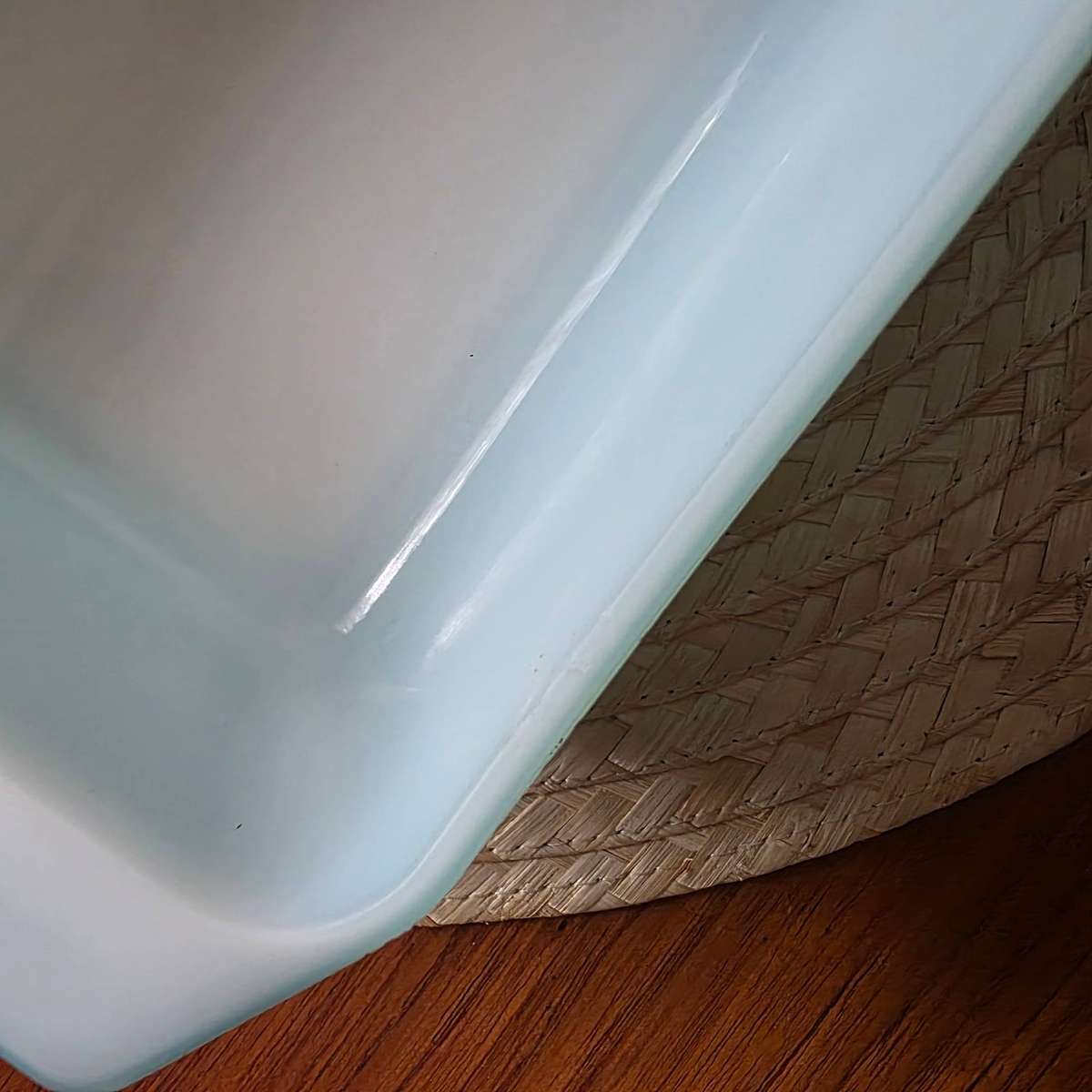 Pyrex Vintage Turquoise Snowflake Casserole Dish