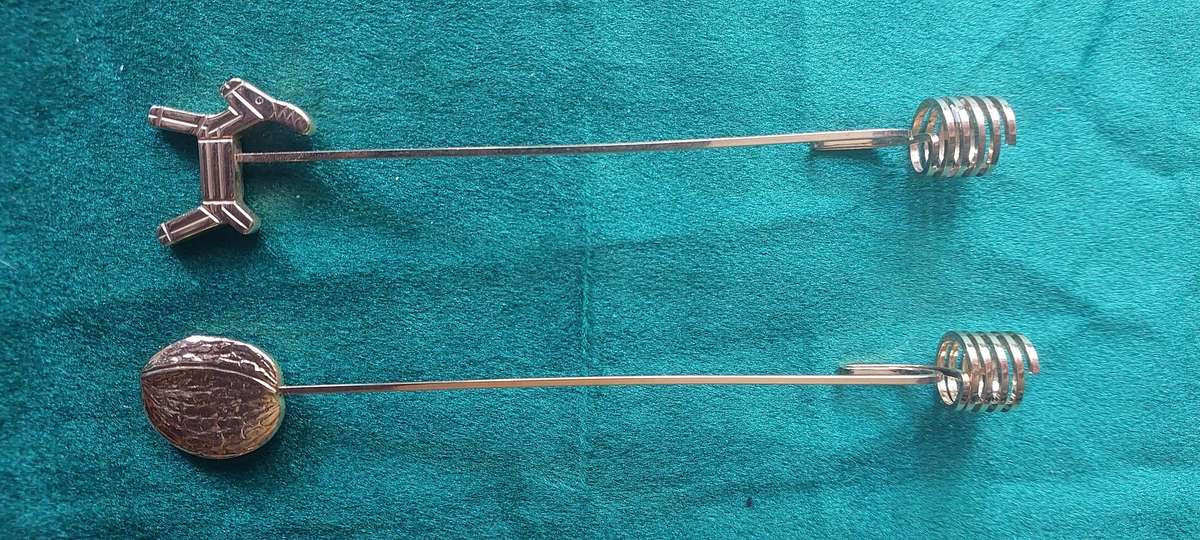 Georg Jensen 24ct Gold plated Christmas eddition candle holders -Wallnut and Donkey (No box)