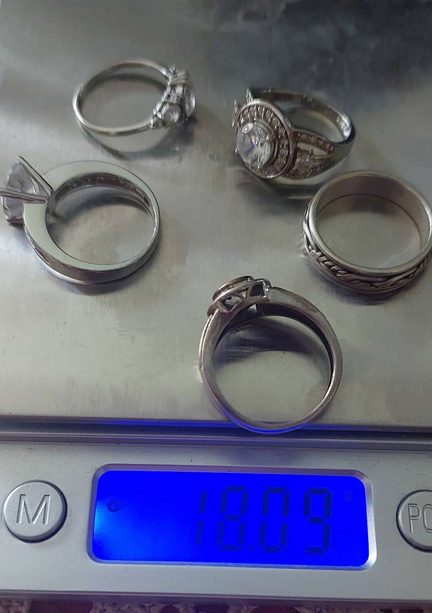 Five sterling silver rings