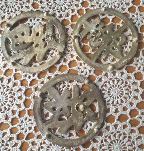 3 Solid Brass Oriental Wall Items (Trivets)