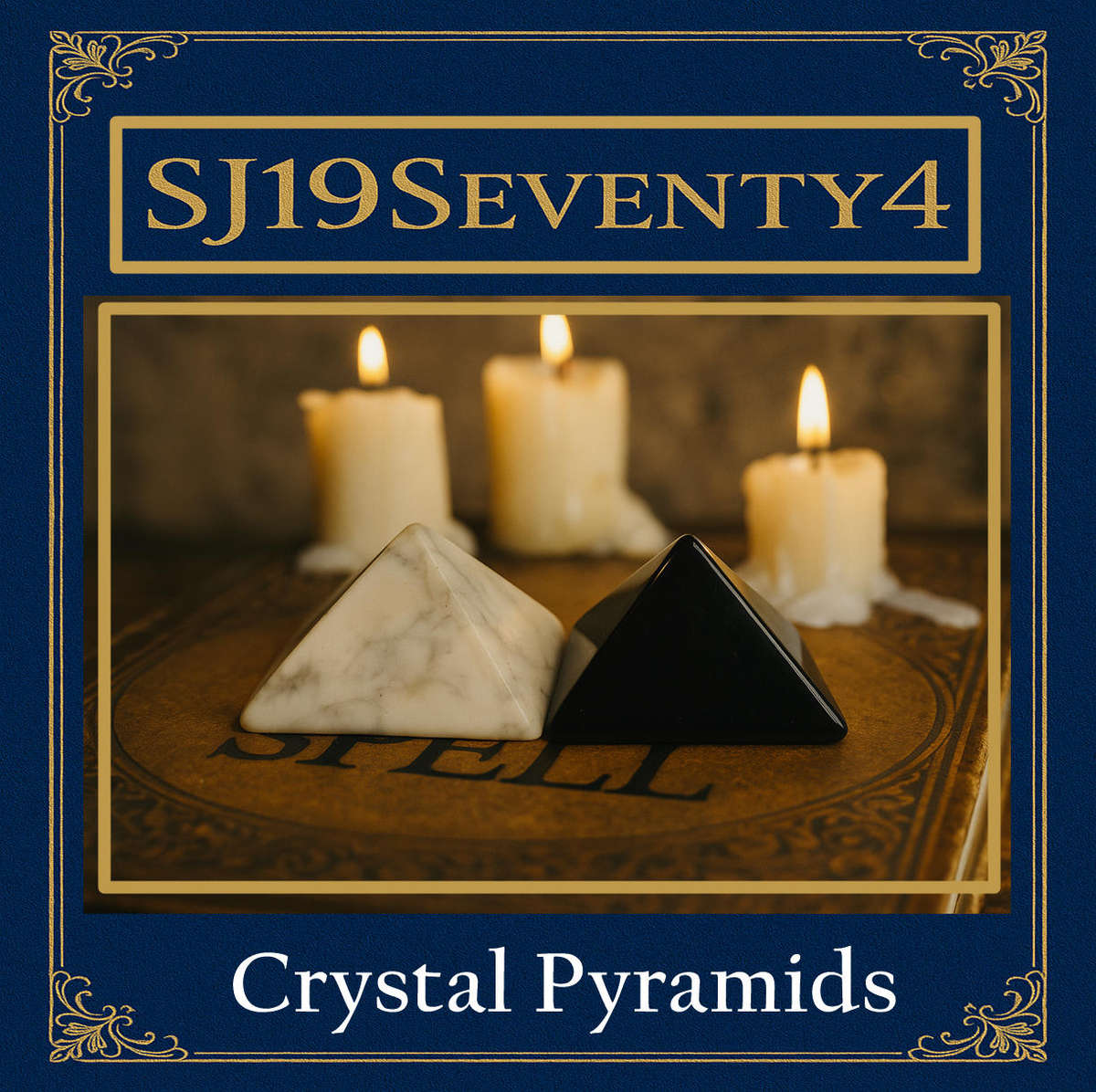 Set of Two Crystal Pyramids  Howlite & Black Obsidian (3 x 3 x 2.5 cm each) | 30 |