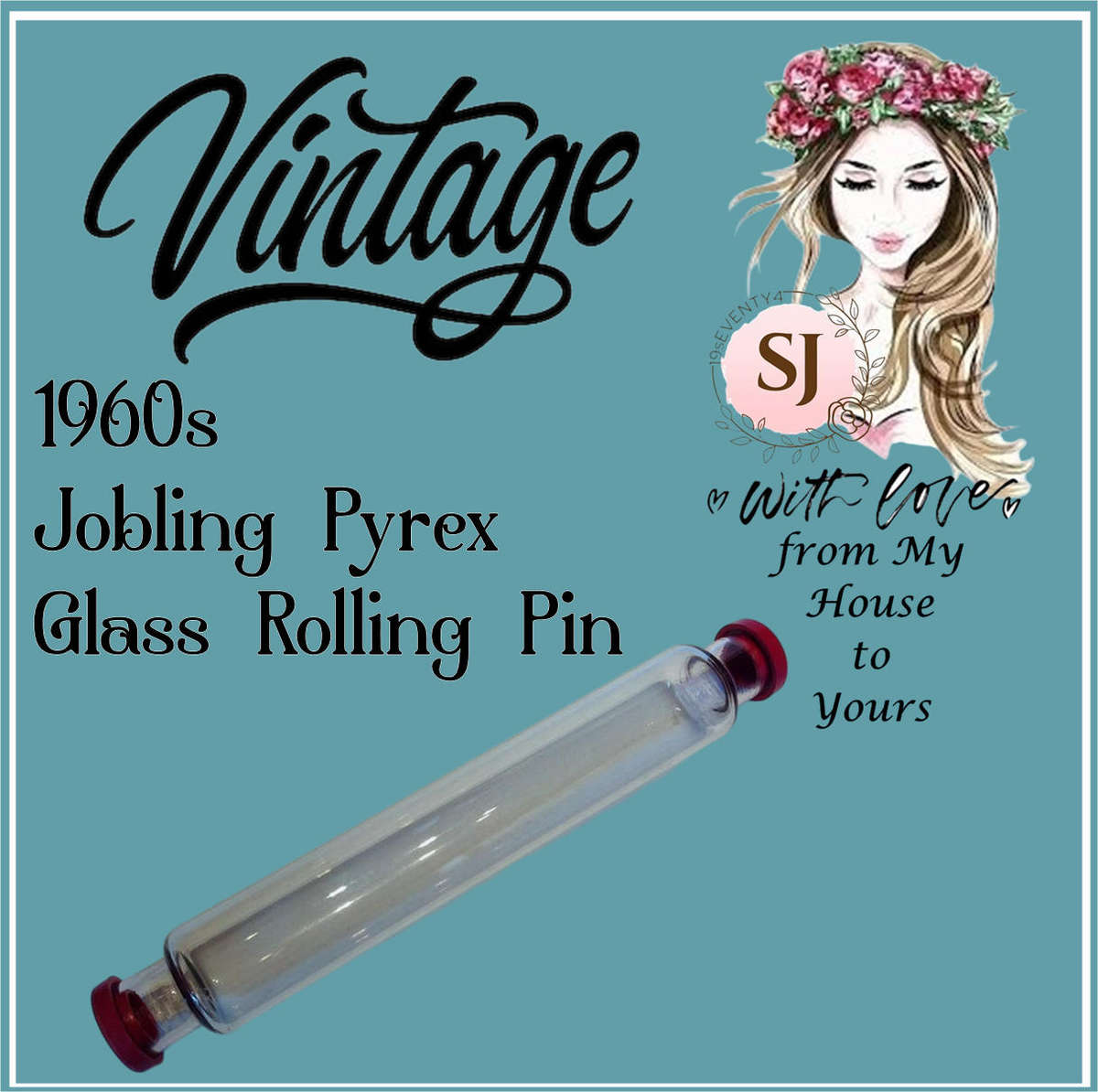 Vintage 1960s Jobling Pyrex Glass Rolling Pin  Classic Kitchenware
