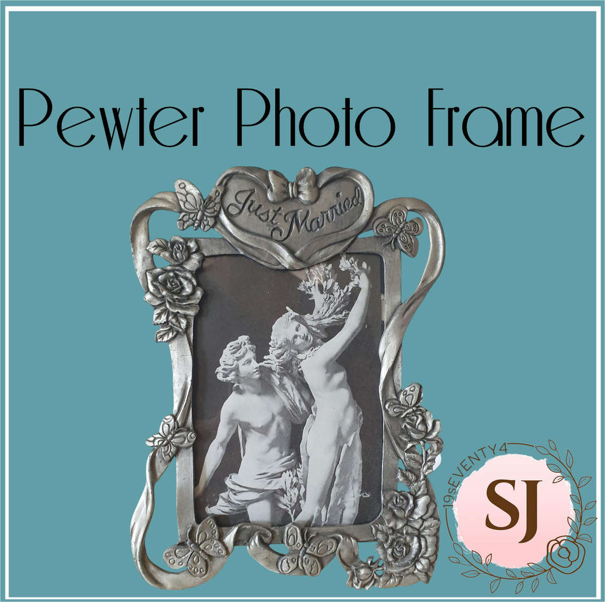 Photo Frame | PEWTER | METAL | JUST MARRIED |