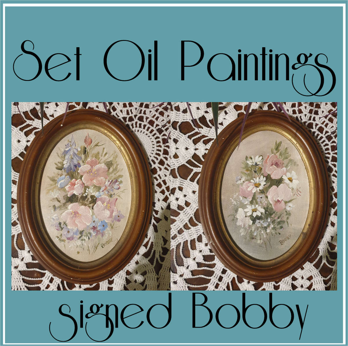 Set of Small Oval Oil Paintings | Bobby Signed |