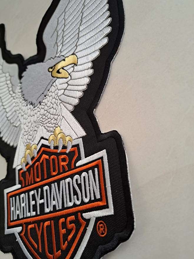 Harley-Davidson® 10.25in Embroidery Silver Eagle Bar & Shield Emblem Sew-On Patch