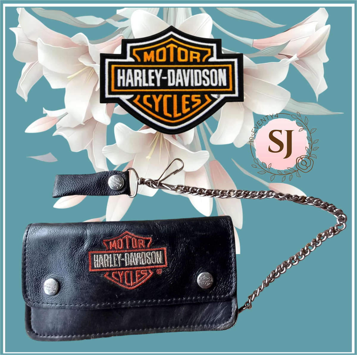 Harley-Davidson Men's Vintage Leather Biker Wallet with Chain & Clip