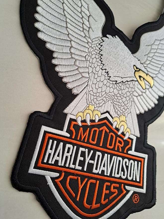 Harley-Davidson® 10.25in Embroidery Silver Eagle Bar & Shield Emblem Sew-On Patch