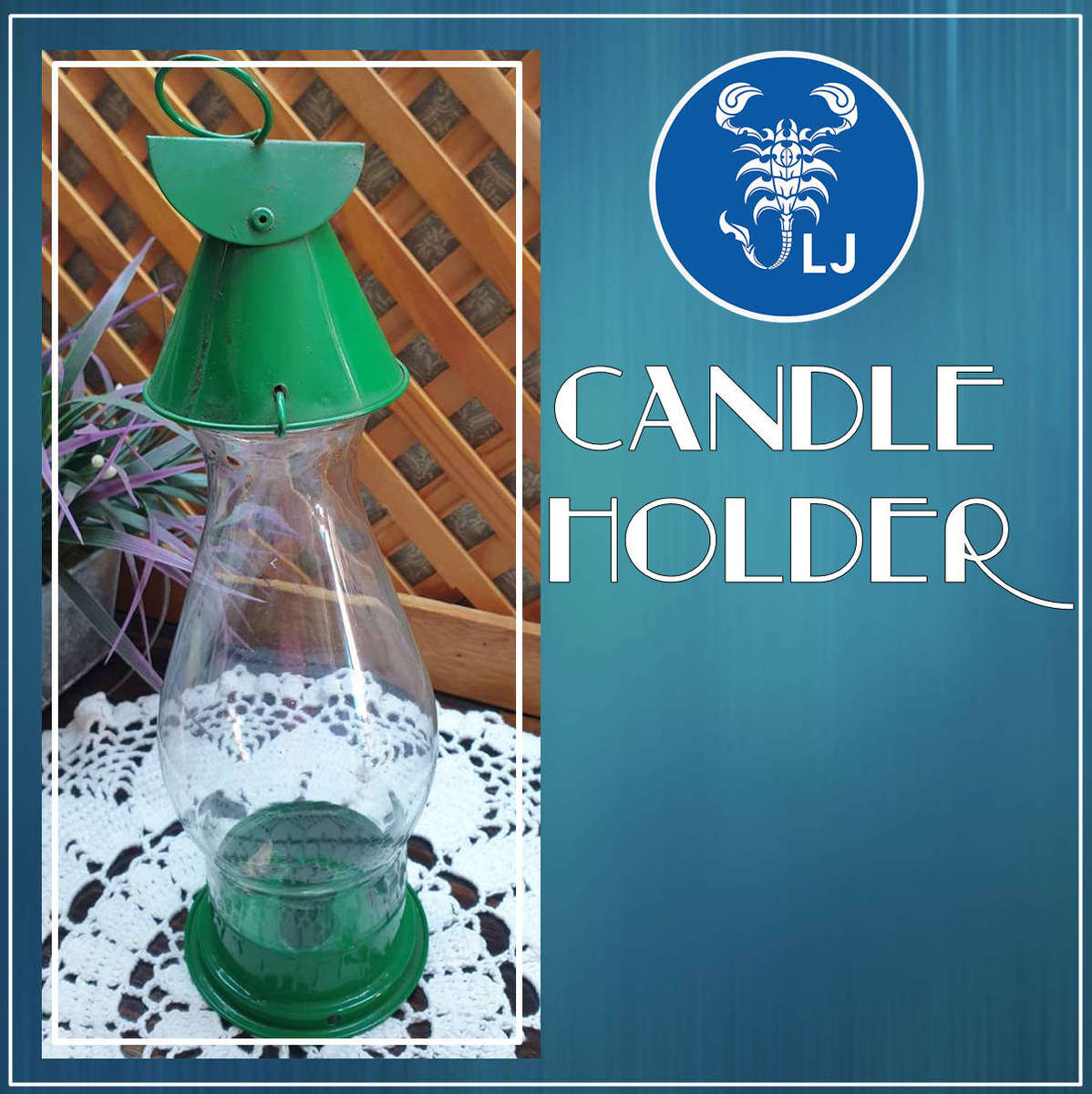 METAL WITH GLASS CANDLE HOLDER