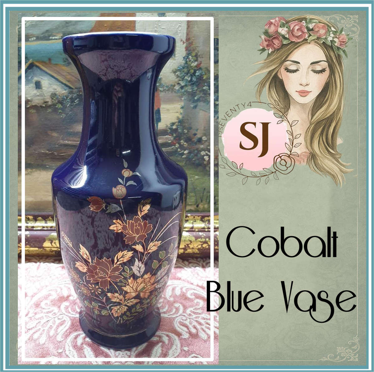 Cobalt blue Gold vase