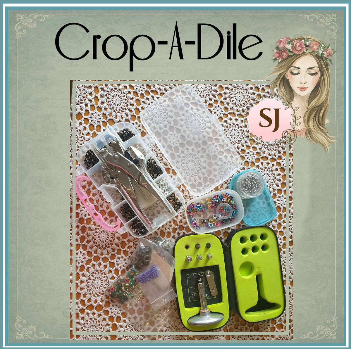Crop-A-Dile Eyelet & Snap Punch Kit by We R Memory Keeper + extras