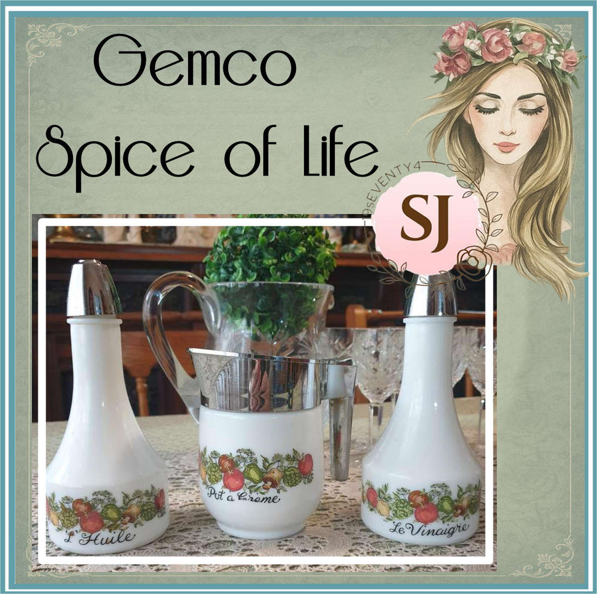 Vintage Gemco Spice of Life White Milk Glass SET