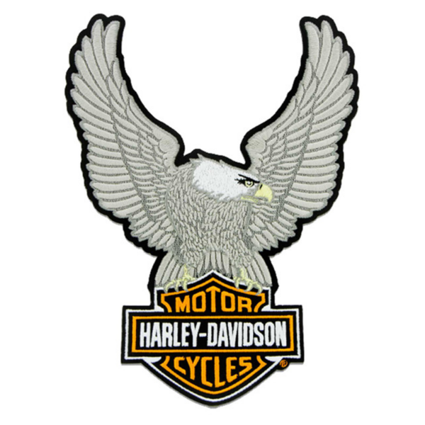 Harley-Davidson® 10.25in Embroidery Silver Eagle Bar & Shield Emblem Sew-On Patch