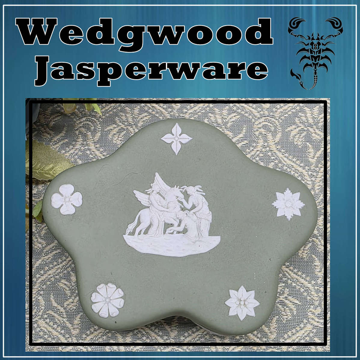 Small Wedgwood Green Jasperware Starfish Shaped Box