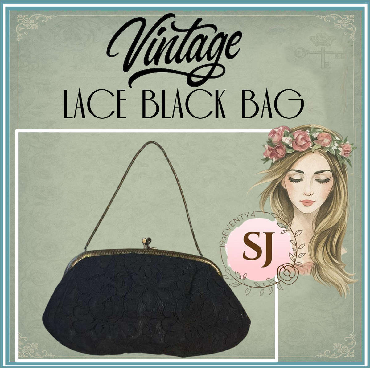 SMALL VINTAGE LACE BLACK BAG | CARLA |