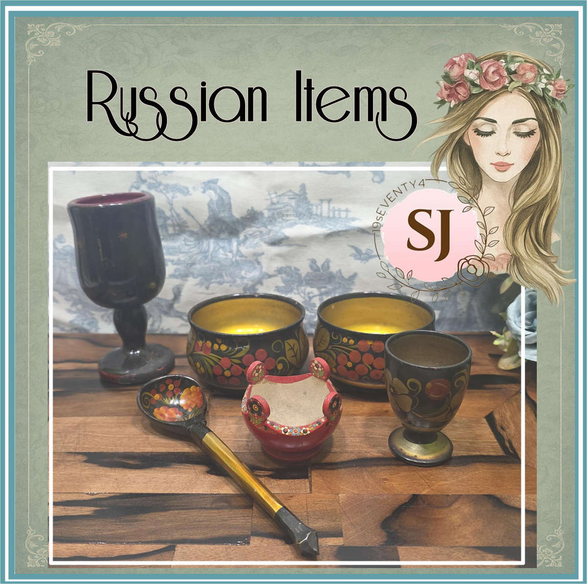 Vintage Khokhloma ORNAMENTS  Made in the USSR