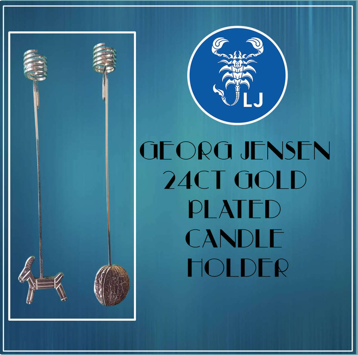 Georg Jensen 24ct Gold plated Christmas eddition candle holders -Wallnut and Donkey (No box)