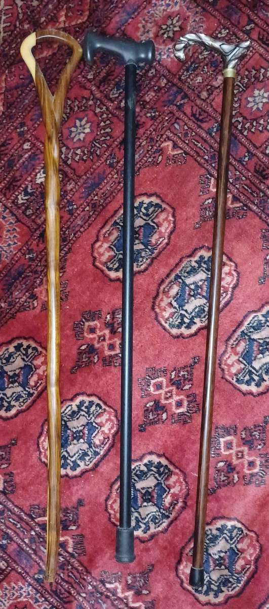 Set of 3 Vintage Walking Sticks  Mixed Styles  Great Condition