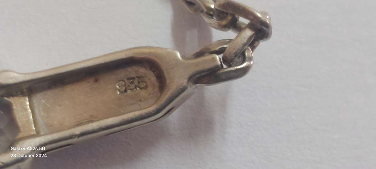 1920's Art Deco 935 sterling silver Aquamarine bracelet 6.1g Value R3500