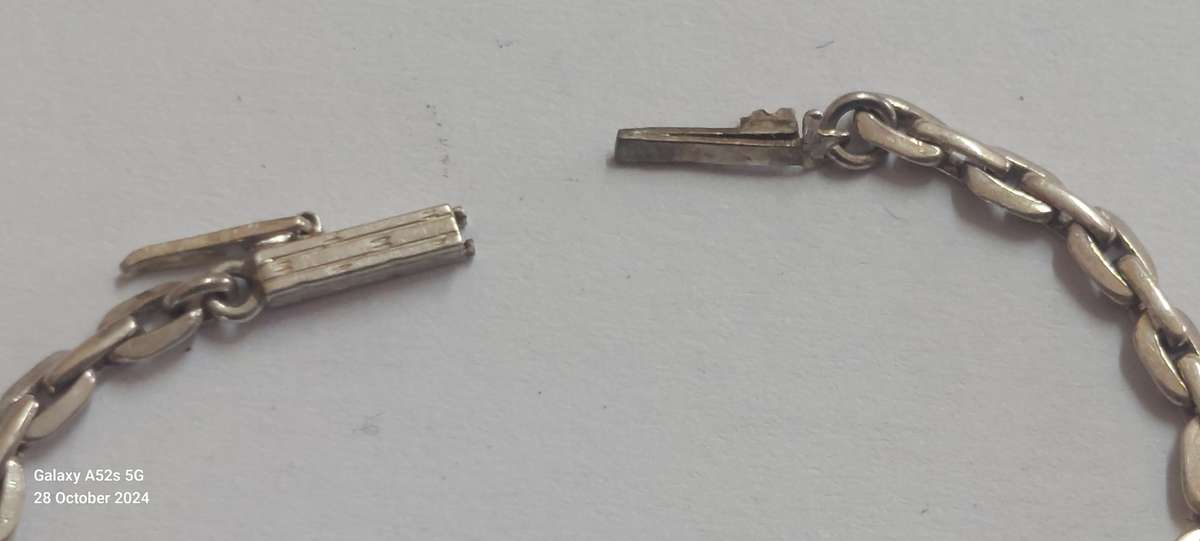 1920's Art Deco 935 sterling silver Aquamarine bracelet 6.1g Value R3500